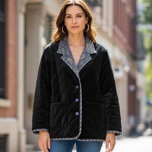 Koos of Course Vintage Reversible Velvet Jacket Plus Sz 1X Black #167K